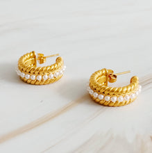 Load image into Gallery viewer, My Lady Pearl Mix Hoop Earrings