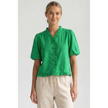 Load image into Gallery viewer, Naked Zebra - Ruffle Detail Bubble Sleeve Top: Off White / S