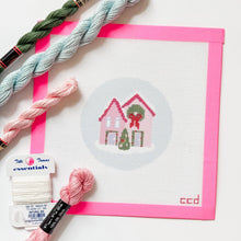 Load image into Gallery viewer, Christmas Houses Ornament Needlepoint Canvas 18 Mesh 4” Design