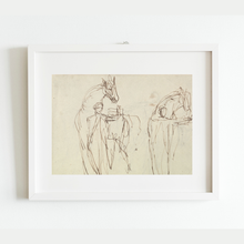 Load image into Gallery viewer, Horse & Man Sketch Antique Print: 8x10