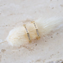 Load image into Gallery viewer, CZ Polygone Huggie Hoop Earrings