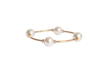 Load image into Gallery viewer, 12mm Crystal White Pearl Blessing Bracelet with Gold Links: S