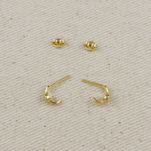 Load image into Gallery viewer, GoldFi - 18k Gold Filled Solitaire Bezel CZ C-Hoop Earrings