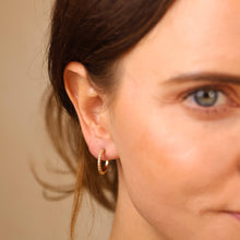 Load image into Gallery viewer, GoldFi - 18k Gold Filled Thin Line Cubic Zirconia C Hoop Earrings: 10mm