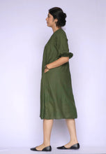 Load image into Gallery viewer, Olive Cotton Gauze Dress
