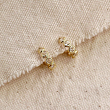 Load image into Gallery viewer, GoldFi - Bezel CZ C- Hoop Earrings: 16mm