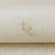 Load image into Gallery viewer, GoldFi - 18k Gold Filled Solitaire Bezel CZ C-Hoop Earrings