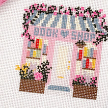 Load image into Gallery viewer, Book Shop Storefront 6” Needlepoint Canvas 13 Mesh