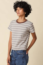 Load image into Gallery viewer, Olivaceous - Mila Stripe Baby Tee: Cream Navy / M