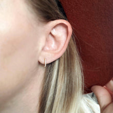 Load image into Gallery viewer, GoldFi - 18k Gold Filled Thin Line Cubic Zirconia C Hoop Earrings: 10mm