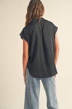 Load image into Gallery viewer, MIOU MUSE - MMT1194 BUTTON DOWN CAP SLEEVE SHIRTS: CREAM / S