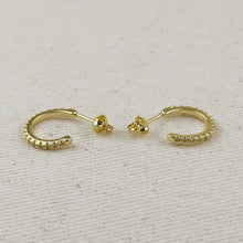 Load image into Gallery viewer, GoldFi - 18k Gold Filled Thin Line Cubic Zirconia C Hoop Earrings: 10mm