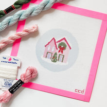 Load image into Gallery viewer, Christmas Houses Ornament Needlepoint Canvas 18 Mesh 4” Design