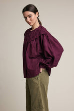 Load image into Gallery viewer, RAISONNEL - Vintage Inspired Eyelet Embroidered Blouse - RT1349: WINE / S-M-L (3-2-1)