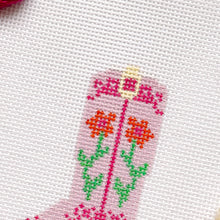 Load image into Gallery viewer, Hand Painted Pink Cowgirl Boot 3” Needlepoint Canvas