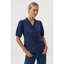 Load image into Gallery viewer, Naked Zebra - Ruffle Detail Bubble Sleeve Top: Off White / S