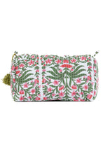Load image into Gallery viewer, LA Soul - Black Floral print Quilted Cotton Toiletry Bag Set
