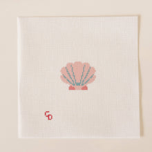 Load image into Gallery viewer, Mini Pink Seashell Stamp Needlepoint Canvas | Hand-Painted 18 Mesh Canvas