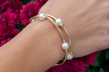 Load image into Gallery viewer, -8mm White Blessing Bracelet with Gold Filled Tubes: S