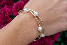 Load image into Gallery viewer, 8mm White Pearl Gold Blessing Bracelet: S