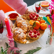 Load image into Gallery viewer, Pink Glass Candlestick Holder - Valentine's Day Décor