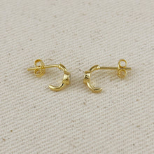 Load image into Gallery viewer, GoldFi - 18k Gold Filled Solitaire Bezel CZ C-Hoop Earrings