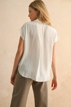 Load image into Gallery viewer, MIOU MUSE - MMT1194 BUTTON DOWN CAP SLEEVE SHIRTS: CREAM / M