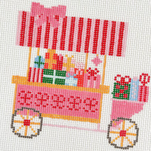 Load image into Gallery viewer, Christmas Trolley Cart Needlepoint Canvas 18 Mesh 4” Design