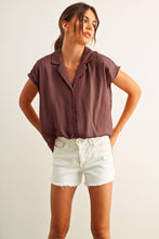 Load image into Gallery viewer, MIOU MUSE - MMT1194 BUTTON DOWN CAP SLEEVE SHIRTS: CREAM / S