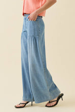 Load image into Gallery viewer, RAISONNEL - Dusty Blue Denim Relaxed Wide-Leg Pants - RB1109: DUSTY BLUE DENIM / S-M-L (3-2-1)