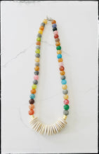 Load image into Gallery viewer, Short Gemstone Agate Bead Necklace Coconut Wood Multicolored