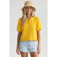 Load image into Gallery viewer, Naked Zebra - Ruffle Detail Bubble Sleeve Top: Off White / S
