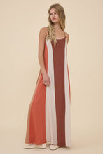 Load image into Gallery viewer, RAISONNEL - Colorblock Flowy Maxi Slip Dress - RD1262: NATURAL MIX / S-M-L (3-2-1)