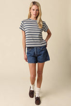 Load image into Gallery viewer, Olivaceous - Mila Stripe Baby Tee: Cream Navy / L