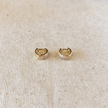 Load image into Gallery viewer, GoldFi - 18k Gold Filled 9.5mm Cubic Zirconia Clicker Hoop Earrings