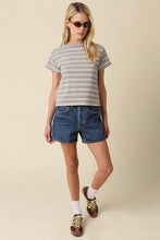 Load image into Gallery viewer, Olivaceous - Mila Stripe Baby Tee: Cream Navy / M