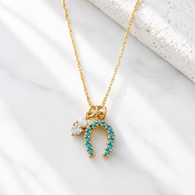 Load image into Gallery viewer, Opal and Turquoise Horseshoe Necklace