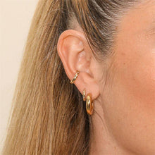 Load image into Gallery viewer, Dainty Gold Star Huggie Hoop Earrings