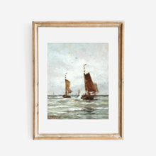 Load image into Gallery viewer, Fishing on the Choppy Sea Antique Art Print