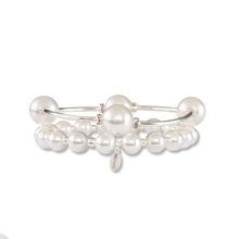 Load image into Gallery viewer, 12mm Crystal White Pearl Blessing Bracelet: S