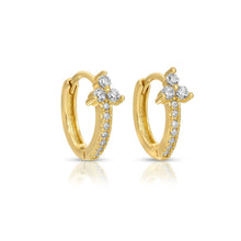 Load image into Gallery viewer, Delicate CZ Cluster Huggies: Gold