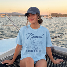 Load image into Gallery viewer, Hey Jude Graphic Tees - Newport Sailing Club Graphic Tee – Coastal Preppy T-Shirt: Chambray / XL