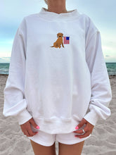 Load image into Gallery viewer, Sunkissed Coconut - White American Flag Dog Mockneck Sweatshirt 100% Cotton: White / Large