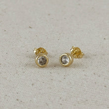 Load image into Gallery viewer, GoldFi - 18k Gold Filled Mini CZ Round Stud Earrings