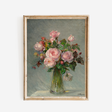 Load image into Gallery viewer, Pink Roses in Vase Antique Art Print: 8x10