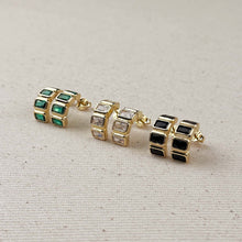 Load image into Gallery viewer, GoldFi - 18k Gold Filled Chunky CZ Curve Earrings: Emerald