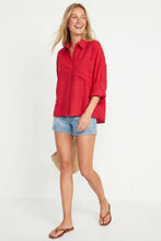 Load image into Gallery viewer, Naked Zebra - Linen Blend Rolled Sleeve Shirt: Off White / S