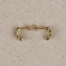 Load image into Gallery viewer, GoldFi - 18k Gold Filled Chunky CZ Curve Earrings: Emerald