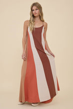 Load image into Gallery viewer, RAISONNEL - Colorblock Flowy Maxi Slip Dress - RD1262: NATURAL MIX / S-M-L (3-2-1)