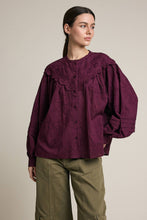 Load image into Gallery viewer, RAISONNEL - Vintage Inspired Eyelet Embroidered Blouse - RT1349: WINE / S-M-L (3-2-1)